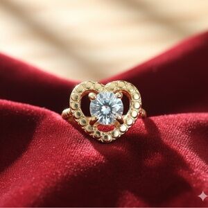 Gold Heart Ring with Gemstone